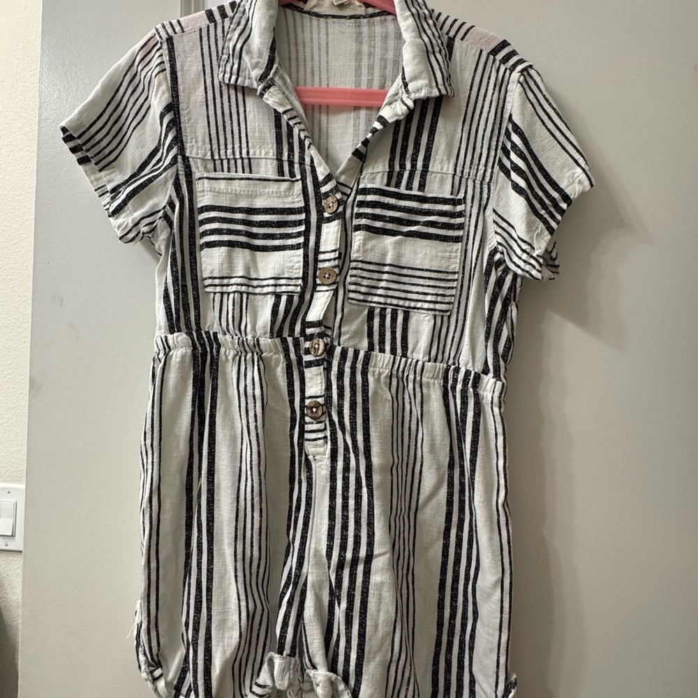 Striped Button-Up Romper